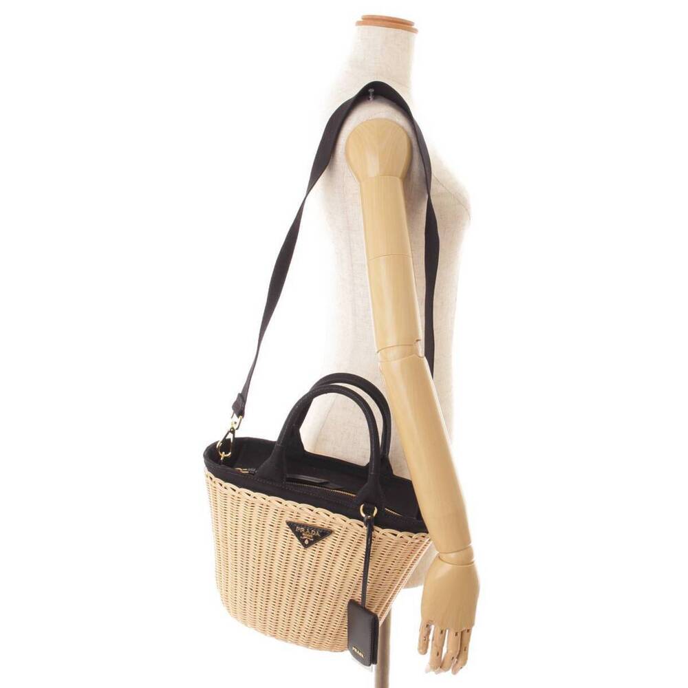 Prada Rattan Handbag Straw Tan Woven Bag Wicker Natural - Picture 9 of 9